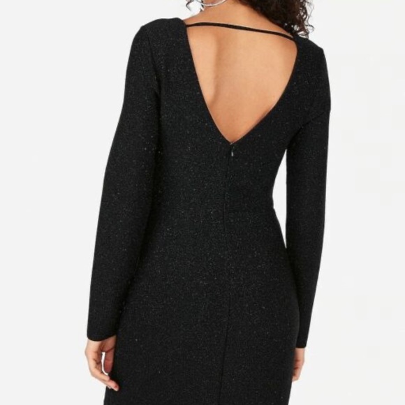 Express Metallic V-Wire Bodycon short Dress Black Sparkle Small - Picture 5 of 6
